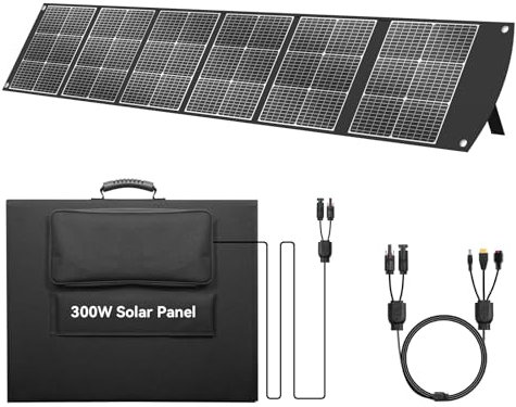 Ecosonique 300W Panel Solar Portátil 40 V MC4 para La Mayoría de Las Centrales Eléctricas. Solar Plegable Ligera con Soportes Múltiples Salidas para Generadores Solares Camping y Uso en Exteriores
