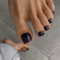 SXVME Black Press on Toes Nails Short Square, Solid Color Fake Toe Nails Glue on, Toe Press on Nails for Women, Glossy Gel ToeNails Acrylic for Decoration 24 Pcs