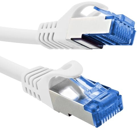 InLine Cable de conexión Cat.6A, S/FTP, TPE (LSZH), CCA, PoE, LAN, Ethernet, cable de red, RJ45 Gigabit, blanco, 1 m, 72601 W