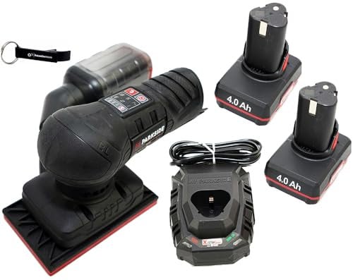 HEADNMORE® Bundle – Parkside PERFORMANCE® - Levigatrice orbitale a batteria 12 V PASSP 12 + portachiavi HEADNMORE® (batteria da 2 x 4 Ah)
