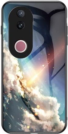 SHIEID Coque pour Vivo V50 5G Étui de téléphone en Verre trempé dégradé de Couleur Housse pour Vivo V50 5G (Bright Étoilé)