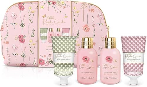 Baylis & Harding Royale Garden Luxury Wash Bag Gift Set – Limited Edition Hand & Body Lotion 100 ml, Shower Creme 100 ml, Shampoo 50 ml & Conditioner 50 ml in Stylish Travel Bag