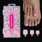 GlamRays 120 morceaux de bouts d'ongles de pieds, Autocollants pour ongles de pieds courts français pour femmes, Autocollants pour ongles de pieds carrés, 12 tailles (rose)