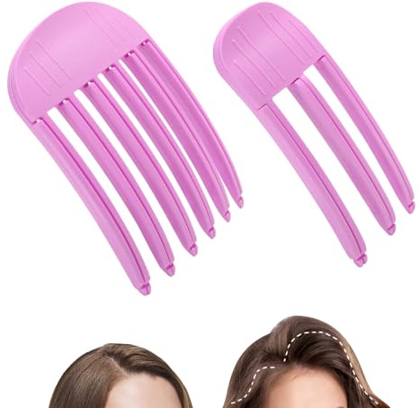 2 pinzas para la raíz del cabello, clip de la raíz del volumen, peine para raíces, volumen de cabello rizado, levanta las raíces con efecto natural para cabello rizado/liso, material PP, rosa oscuro