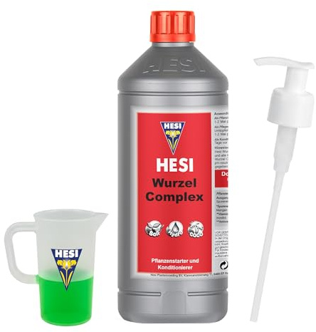 Hesi Root 1L mit Messbecher und Dosierpumpe – Wurzelkomplex als Wurzelstimulator für kräftige Pflanzenwurzeln