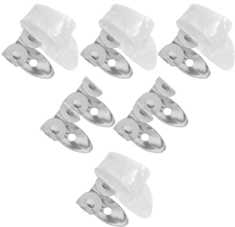 TOPBATHY 12 Stück Teiliges Gitarren Daumen Fingerpicks Set Weiß Celluloid und Silber Metall Robust für Akustikgitarre Bass Banjo Ukulele Vielseitig für Verschiedene Saiteninstrumente