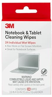 3M Notebook Screen Cleaning Wipes, 3.9 x 6.9 Inches (CL630), White, 24 individual wet wipes (Packaging may vary)