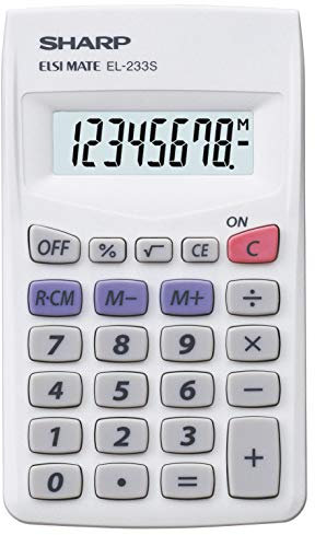 Sharp EL-233S Taschenrechner (8 Stellen, Batteriebetrieb) Weiß