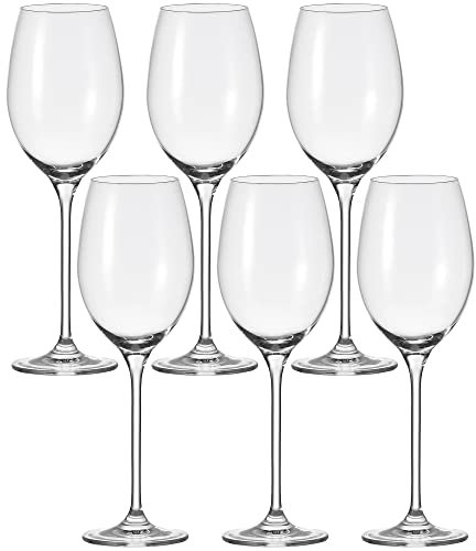 Leonardo Cheers Weißwein-Glas, 6 Stück, spülmaschinenfestes Wein-Glas, Wein-Kelch mit gezogenem Stiel, Weisswein Weinglas, 400 ml, 061632