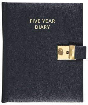 Collins 5-Year Undated Lockable Hardback Leathergrain Desk Diary - A5 - Black