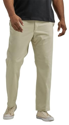 Lee Men's Big & Tall Extreme Motion Flat Front Regular Straight Pant Stone 46W x 30L