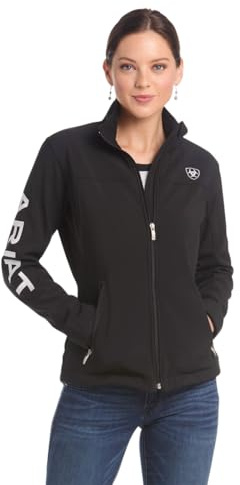 ARIAT Women's New Team Softshell Jacket – Wind and Water Resistant Jacket, Black, Small