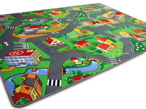 HEVO Kinder Spiel Teppich Little Village Grün 100x200 cm