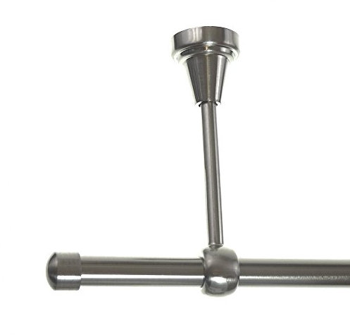 BASIT Gardinenstange Deckenmontage 1 läufig 280 cm lang Edelstahl Look Set Metall I 1-läufige Vorhangstange Deckenmontage Ø16mm I 120-600cm wählbar D14