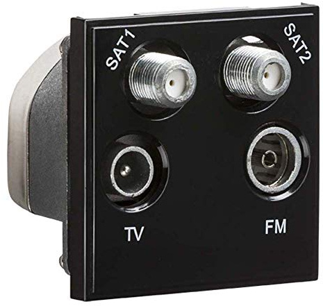 Knightsbridge NETQDBK Quadplexed SAT1/SAT2/TV/FM DAB Outlet Module, Black, 50 mm x 50 mm