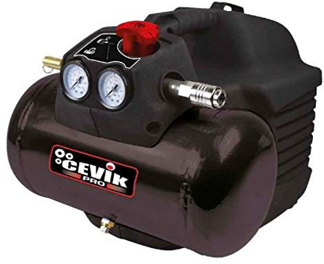 Cevik - Compresor de Aire CA-PRO7 - 1.5HP 6L - Portátil, Sin Aceite, Alta Eficiencia - Perfecto para Herramientas Neumáticas