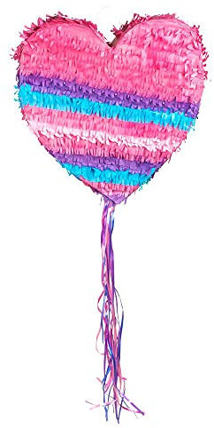 Boland 30938 - Pinata Herz, 37 x 25 cm, Zieh Pinata, Schlag Pinata, Herz ohne Befüllung, Deko, Geburtstag, Motto, Valentinstag, Liebe, Heiratsantrag, Party Spiel, Kinder, Spaß