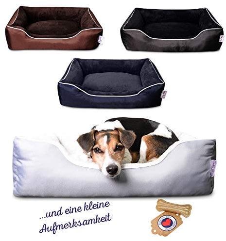 Tante Hilde Hooge Hundebett für kleine Hunde Waschbar, Robust, Pflegeleicht & Mega Kuschelig! (Grau)