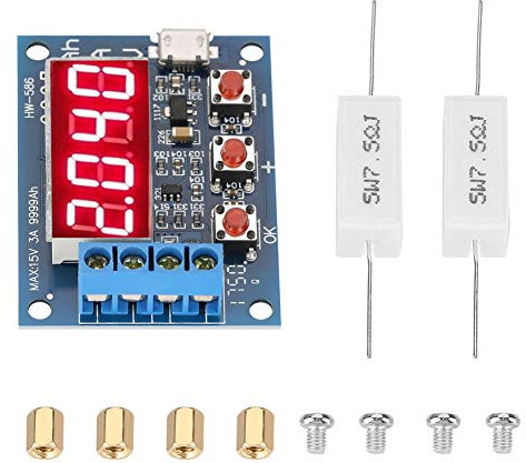 Testeur de capacité de décharge de batterie, 1.2-12V 18650 Analyseur de testeur d'appareil de contrôle de capacité de batterie au plomb-acide au lithium-ion