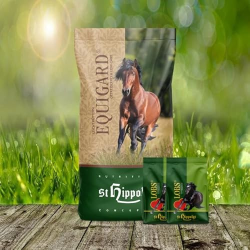 St. Hippolyt Equigard Müsli – Getreide- und melassefreies Pferdefutter mit niedrigem Stärkegehalt, 20 kg + 2 x 1 kg Belohnungs-Lobs