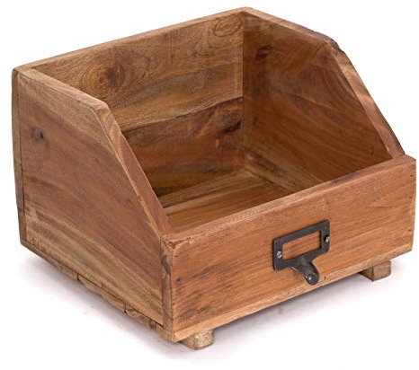 DESIGN DELIGHTS SCHREIBTISCHABLAGE BÜCHERBOX 24 | 24x21x17cm (BxTxH), Altholz massiv | Ablage für Bücher, Bücherregal, Ablage aus Holz, Dokumentenablage, Buchregal