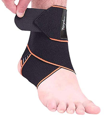 Teylam Chevillère réglable - Bandage de cheville flexible - Ultra fin - Pour course à pied - Pour la course au football - Cheville droite et gauche - Orange