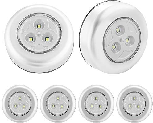 SOAIY 6er-Set Stick&Push SMD LED Touch Lampe selbstklebend Unterbauleuchte Batteriebetrieben Druckleuchte Küchenlampe Schrankleuchte Mobile Klebelampe für Küche Treppe Schrank Camping Kaltweiß