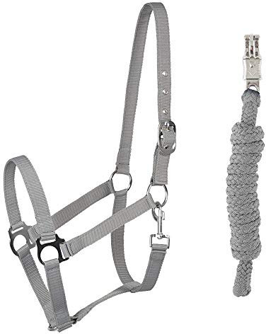 PFIFF 102931 Halfter und Strick Set, Kunststoffhalfter Führstrick, Grau Cob