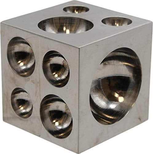 Chiloskit Dapping Block quadratisch mit polierten Hohlräumen aus Karbonstahl, 5 x 5 cm, Stahlblock für Schmuckherstellung