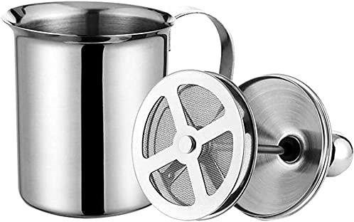 LATRAT Edelstahl Manuelle Milchaufschäumer Milchschäumer, Milchaufschäumer Manuell, Milk Frother Mit Kaffee Latte, Milchschäumer Edelstahl Double Mesh (500ml, Silber)