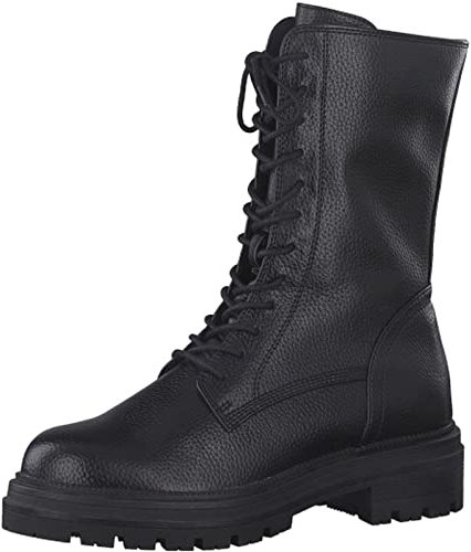 MARCO TOZZI Damen Schnürstiefel ohne Absatz aus Kunstleder Flach, Schwarz (Black), 38