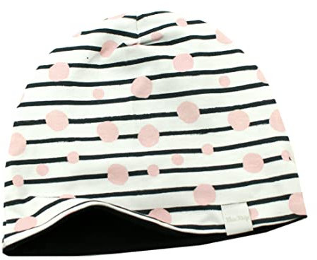 Kleine Könige Mütze Kinder Mädchen Beanie · Modell Punkte Babydots rosa, schwarz · Ökotex 100 Zertifiziert · Größe 86/92 (KU 45-47)