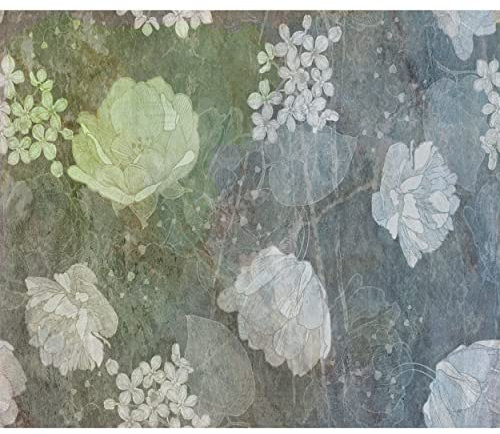 decomonkey - Papier Peint Panoramique Fleurs 350x256 cm - Décoration murale moderne – Tapisserie décorative pour chambre salon - Touches japonaises tendances fleurs plantes nature