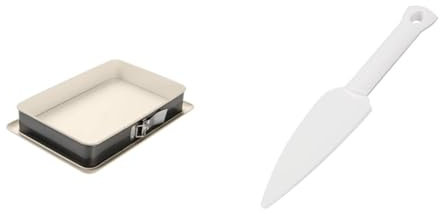 Dr. Oetker 4861 Rechteck-Springform, Stahl, creme/anthrazit, 38 x 25 cm & Kuchenlöser, einfaches und schnelles Lösen, Küchenhelfer aus robustem Kunststoff, weiß, 1 Stück