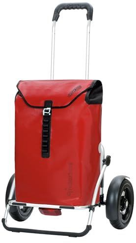 ANDERSEN Einkaufstrolley - Royal Shopper Plus Ortlieb rot 49 L Handwagen, wasserdicht, wetterfest, Aluminium, klappbar, luftbereiftes Kugellagerrad