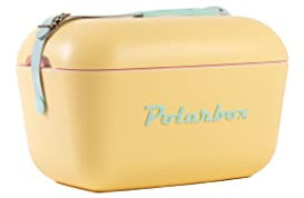 Kreher® Kühlbox Passive Kühlbox Kühltaschen Polar in Retro Vintage Design aus Kunststoff mit polystyrol (Airpop) thermische Isolierung (Gelb, 12 L)