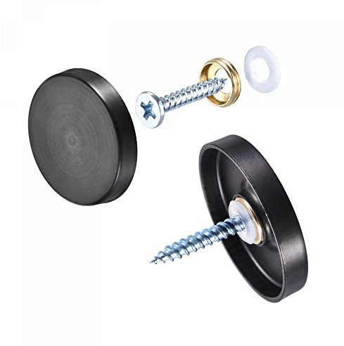 sourcing map 4Stk Schrauben 30mm/1.18 Deko Abdeckkappe Gebürstet für Schild Werbe Schwarz