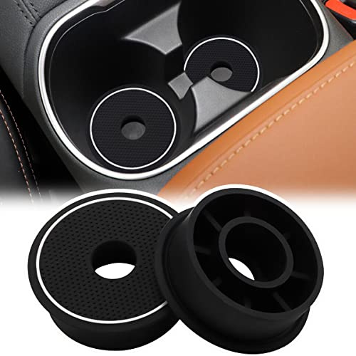 Auovo Cup Holder Spacer Replacement Compatible with Subaru Outback Legacy Accessories 2020-2024 Silicone Cup Riser Cup Holder Insert Spacers for Kia Telluride Crosstrek Accord Trax (2pcs, White Trim)