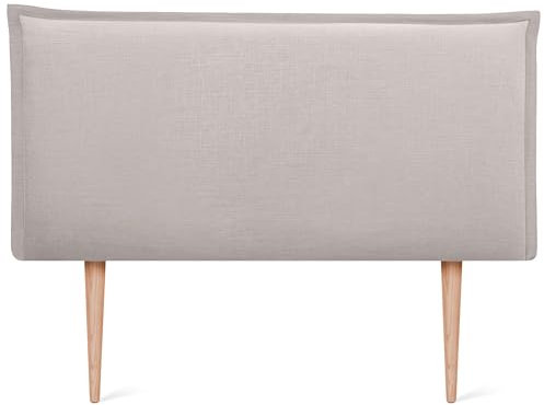DHOME Kopfteil aus natürlichem Leinen einfarbig mit Paspelierung für Bett Schlafzimmer modernes Top Trend (Beige, 90x105cm Mit Füßen (Betten 70/80/90))