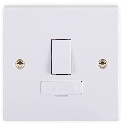 Standard White Fused Connection Unit, 13A Single Fused Unit, Premium Curved Edge Fused Connection Unit, Anti-Microbial Plastic Wall (FCU) (13A Switched FCU)