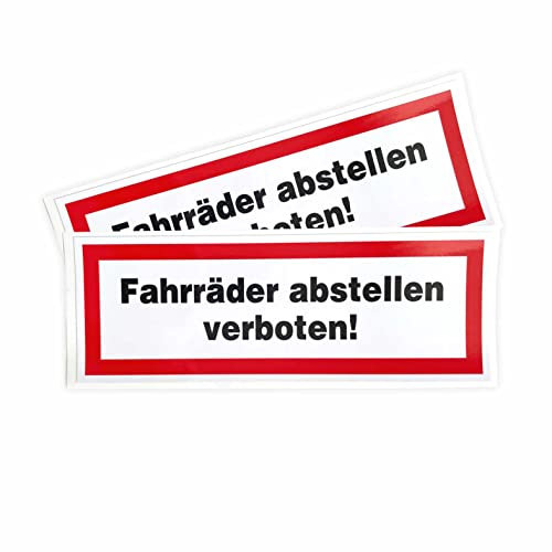 Aufkleber Fahrräder abstellen verboten 21x7,5 cm - Sticker für Außen- und Innenbereich