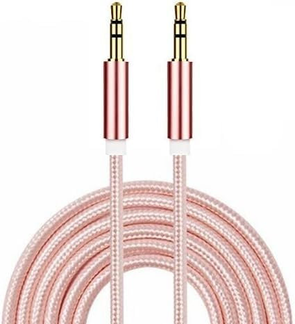3.5mm AUX Cable, Male To Male Aux Cord, Nylon Braided Auxiliary Aux Audio Lead, Jack to Jack Cable for Samsung, Mp3, Computer, Car, Headphones, Speaker, Earphones, Home Stereo 1m (Pink)