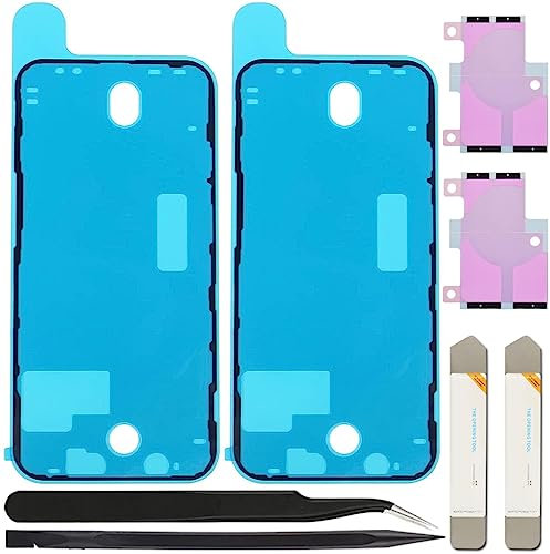 ZHUROUPU 7Pcs Schwarz Kleber Adhesive Ersatz für iPhone 12 Pro, wasserdichte Folie Klebefolie LCD Display Adhesive Sticker & Akku Adhesive Sticker .inkl Werkzeug (6,1 Zoll/schwarz)