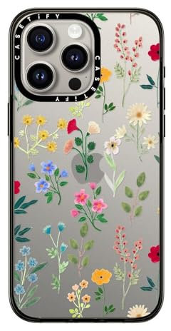 CASETiFY Compact Case for iPhone 15 Pro Max [2X Military Grade Drop Tested / 4ft Drop Protection] - Spring Botanicals 2 - Clear Black