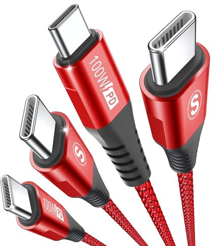 2Pack 1M USB C to USB C Charger Cable, 100W Fast Charging Type C Phone Lead for iPhone 15 Pro Max, Samsung Galaxy S23/S22/S21, Z Flip 5/4/3, A54/A53/A34, iPad Pro/Air, MacBook