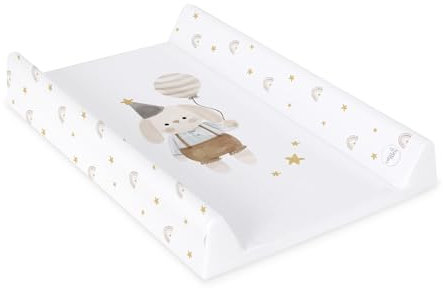 Ceba Baby® Cambiador Bebe para Cuna - Cambiador Rígido para Bebés - 70x50 cm - 2 Cuñas - Almohadilla Cambiadora Lavable para Niñas y Niños - Certificado Öko-Tex - Coniglietto di Compleanno - 70x50 cm