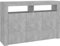 Gecheer Side Cabinet Sideboard with 3 Doors and 6 Shelves Living Room Storage Unit Cupboard with LED Lights Concrete Grey 115.5x30x75 cm
