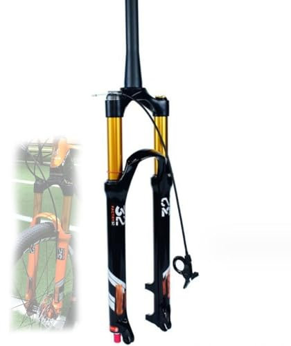 ZECHAO Fahrrad Stoßdämpfergabeln Aus Magnesiumlegierung,26/27,5/29 Zoll Scheibenbremse 140mm Federweg MTB Fahrrad Federgabel for 1,5-2,45 Zoll Reifen (Color : Tapered Remote Lock, Size : 29inch)