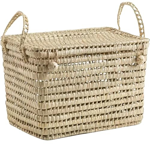 Bohome Living - Coffre de Rangement en Osier Tressé, Malle à Jouets, Déco Bohème Chic (45 cm)