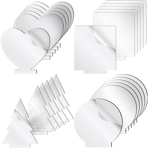 LOLPALONE 24 Feuilles Acryliques Transparentes Moulées pour Base de Lumière LED, Panneau Transparent de 0,08 Pouce D'Épaisseur avec Films de Protection, Panneaux Durables, Faciles à Installer et à Uti